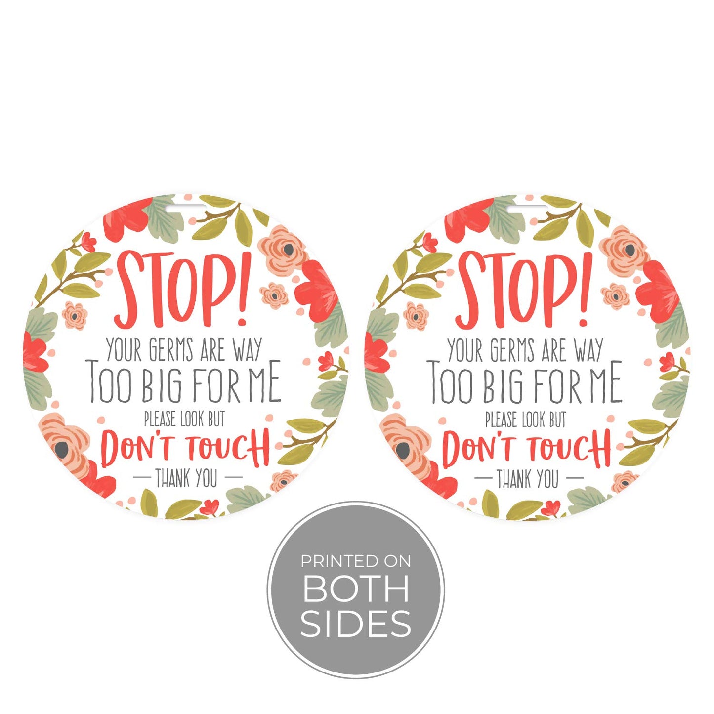 Canopy Street Stylish Floral Stop! Don'T Touch Baby Car Seat Sign/Modern Illustrated Baby Stroller Germ Tag