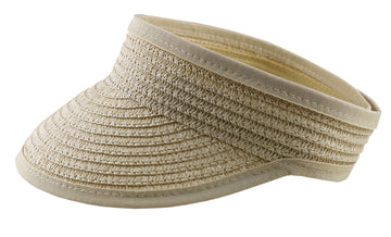 Sun-Visor-Hat For Kids Foldable Straw-Beach-Hat Baby-Girls Summer Upf 50+ Sun-Hat Beige