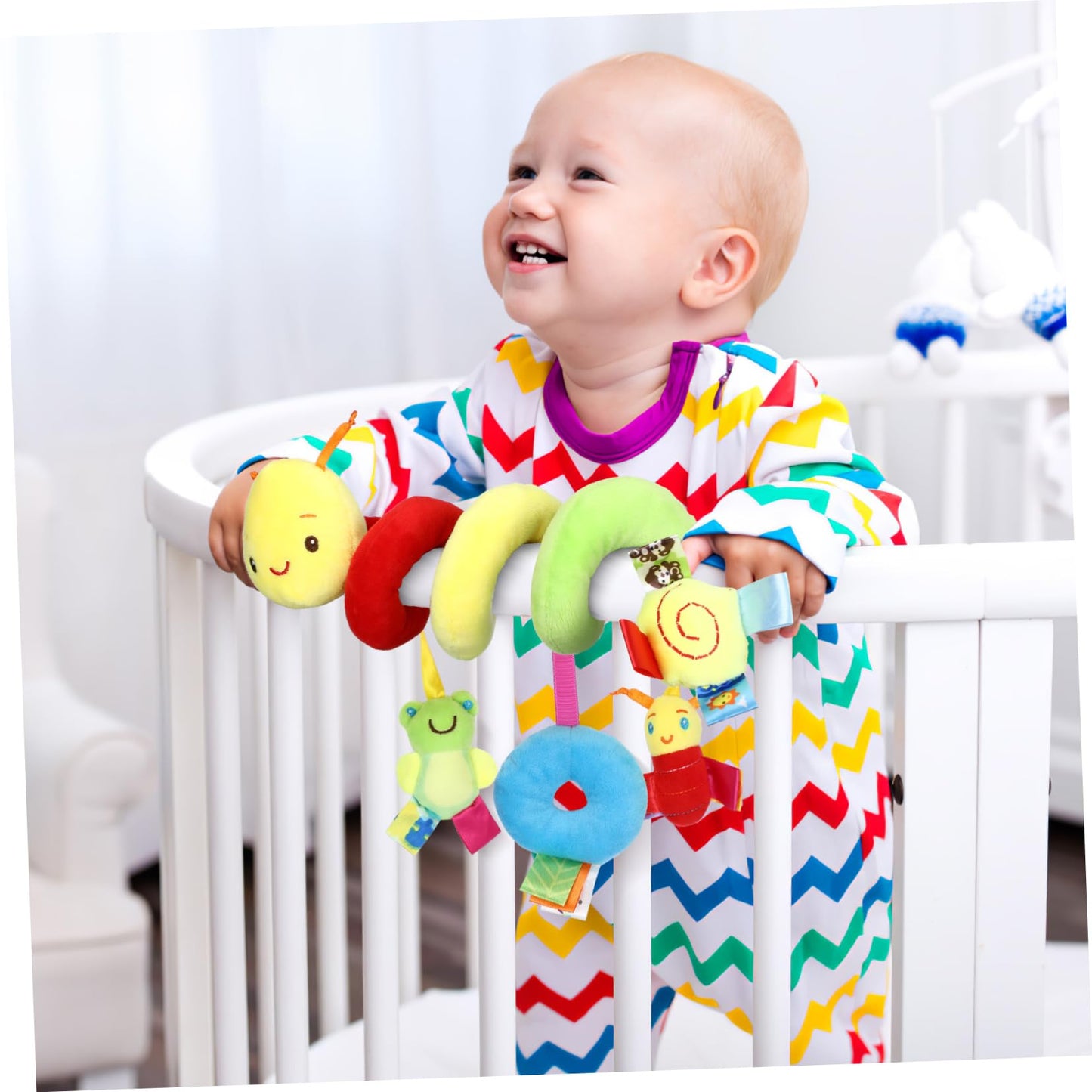 ifundom Car Seat Toys, Toys for Car Seat Crib Mobile Bed Around Rattle Bell Cartoon Insect Stroller Hanging Stuffed Wrap Spiral