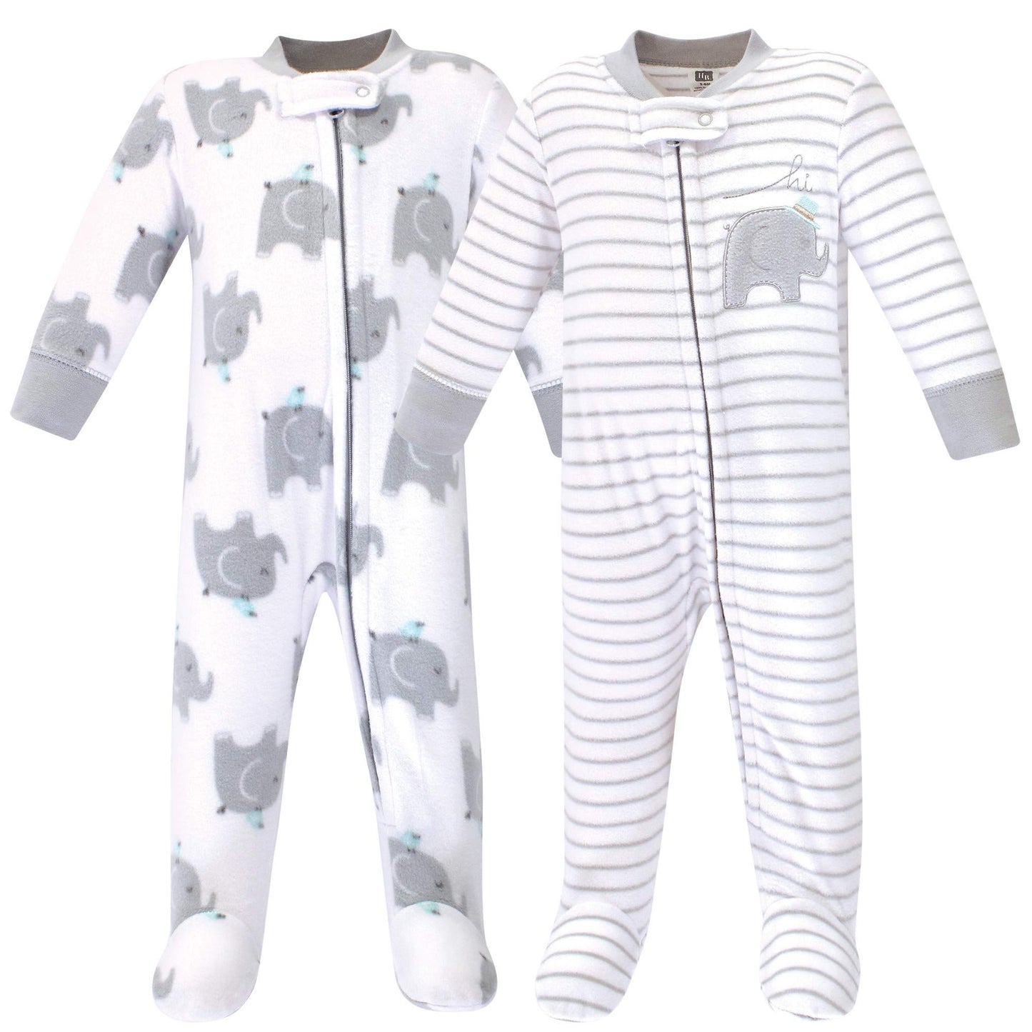 Hudson Baby Unisex Baby Fleece Sleep And Play, Elephants, 0-3 Months