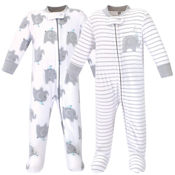 Hudson Baby Unisex Baby Fleece Sleep And Play, Elephants, 0-3 Months