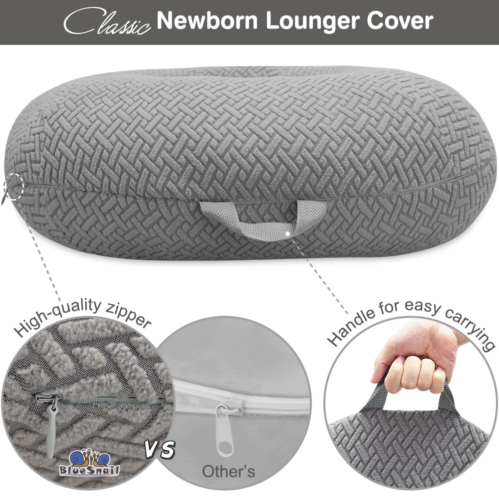 Strechy Newborn Lounger Cover, Removable And Ultra Soft Sung Fitted Baby Lounger Slipcover By Bluesnail (2 Pack, Gray+Light Gray