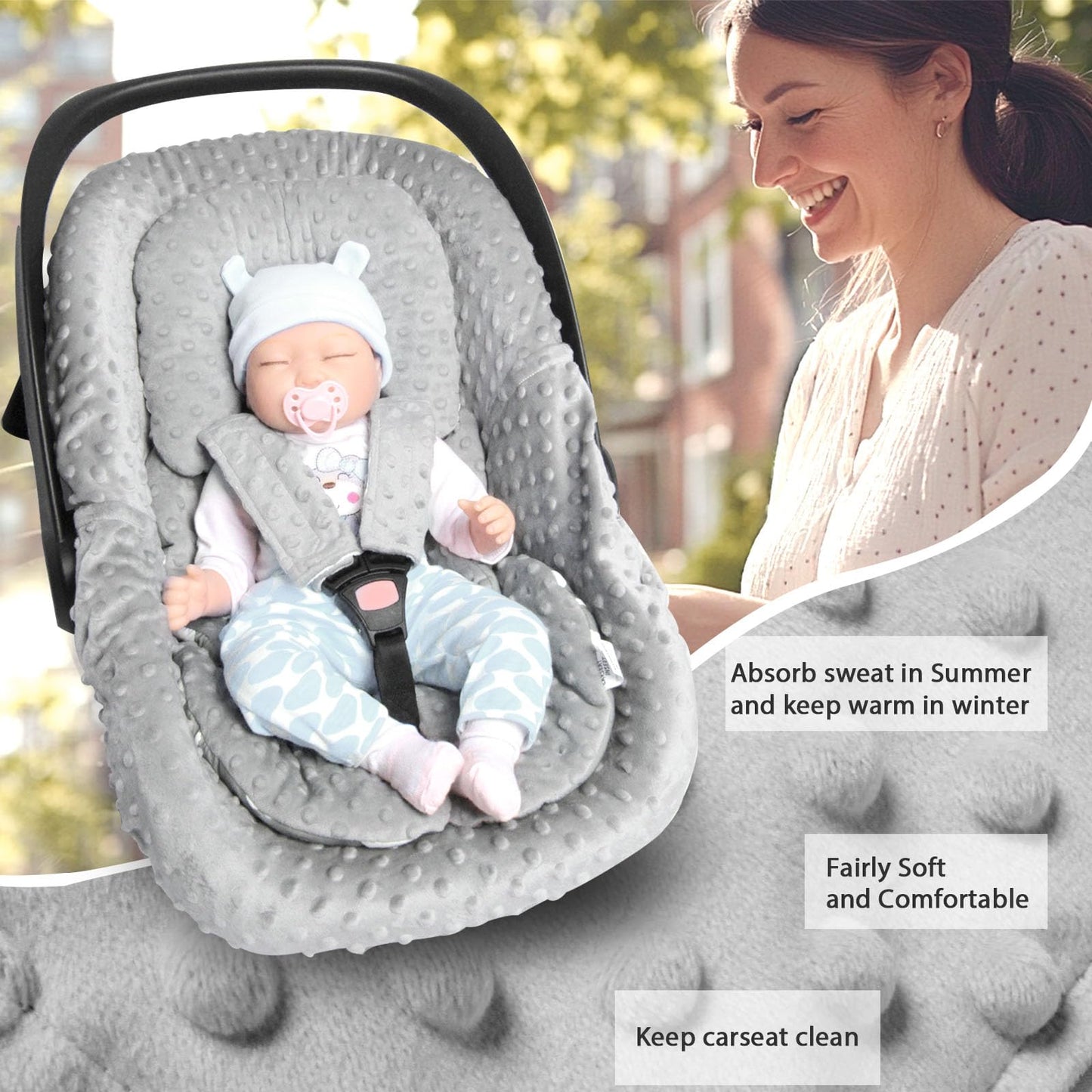 Infant Car Seat Cover Liner, Carseat Cover Liner And Protection For Baby Boys Girls, Soft Comfortable, Machine Washable, Univers