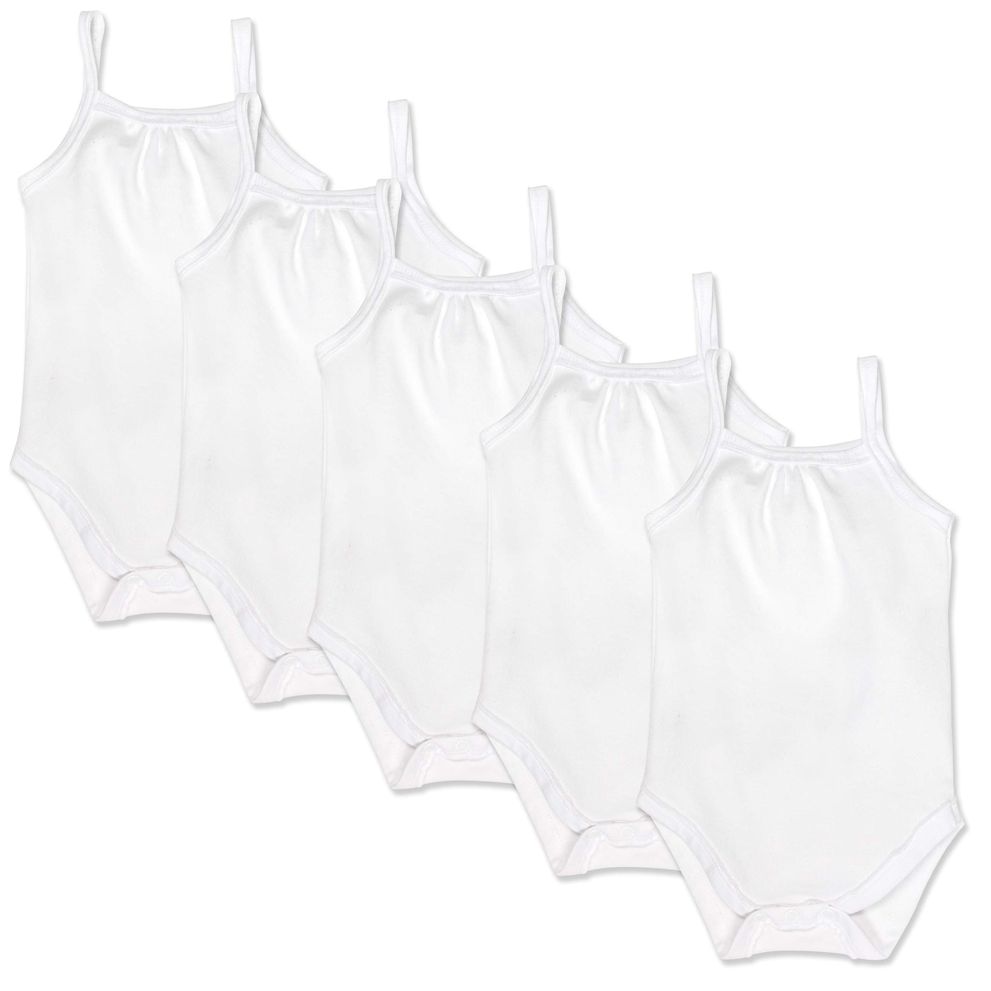 Honestbaby 5-Pack Organic Cotton Cami Bodysuits, Bright White, Preemie