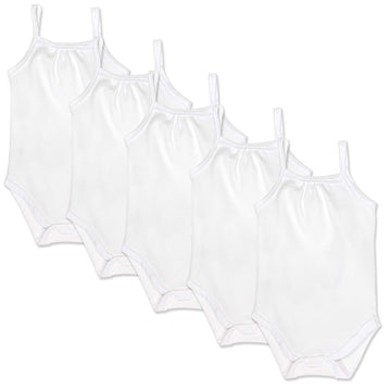 Honestbaby 5-Pack Organic Cotton Cami Bodysuits, Bright White, Preemie