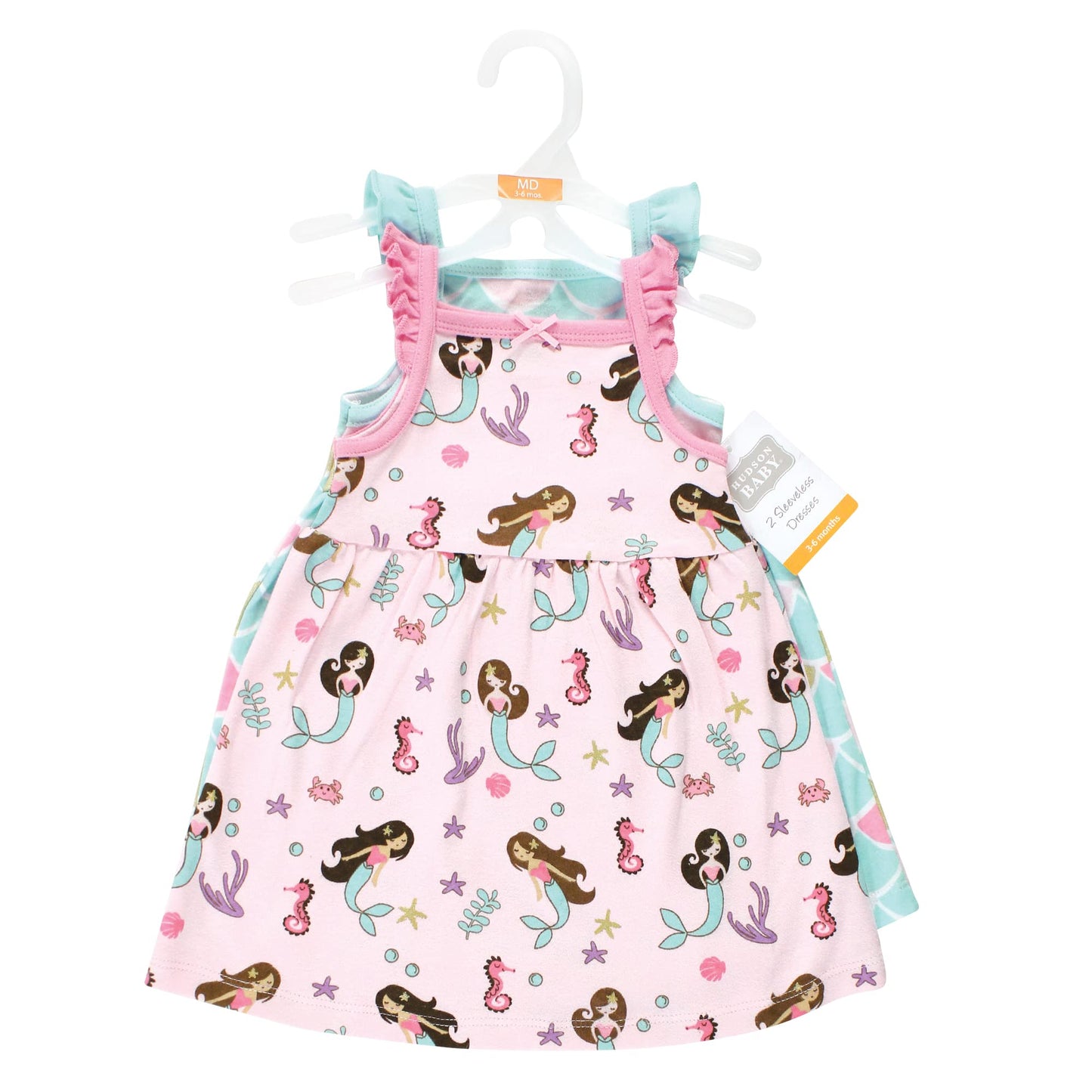 Hudson Baby Baby Girls Hudson Cotton Dresses, Mermaid Princess, 0-3 Months Casual Dress, Mermaid Princess, 3 Months Us