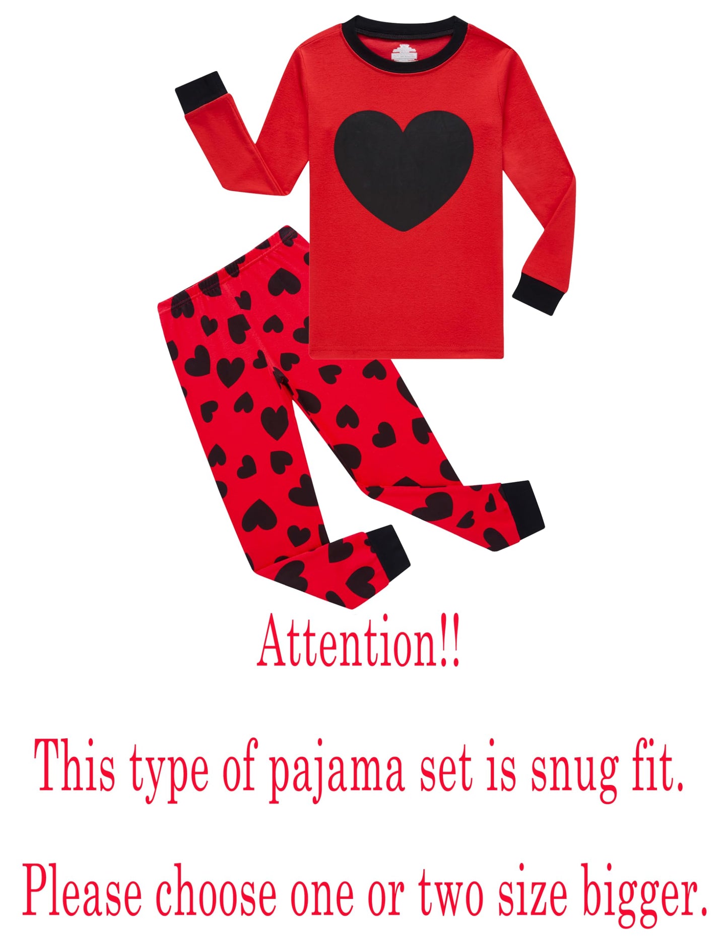 Family Feeling Baby Girls Pajamas Valentines Day Long Sleeve Cotton Boys Heart Pyjamas Toddler Kid Red Pjs Size 18-24 Monthes