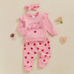 Afunbaby Baby Girl Fall Clothes Long Sleeve Floral Shirt Crewneck Sweatshirt Top Pocket Pants Winter Outfit Clothing Set (Little