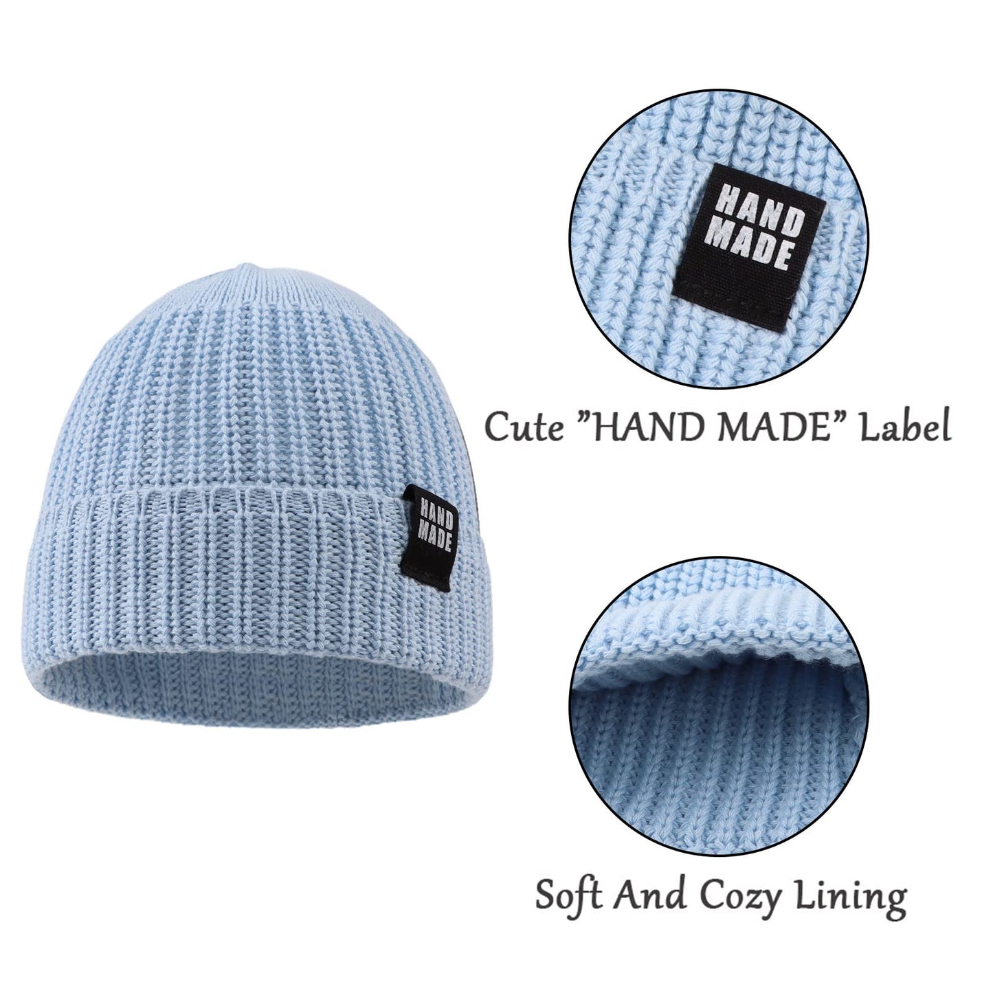Simple Knitted Baby Beanie Hip-Hop Boys Winter Hat Toddler Kids Bonnet For Girl 0-5Y (3Pcs-K, M)
