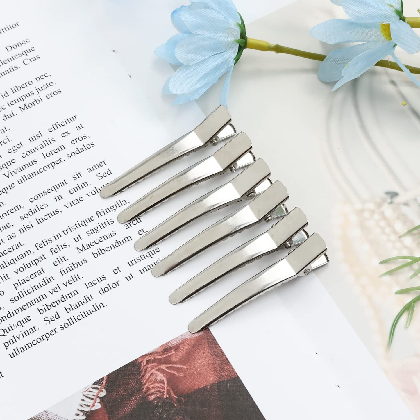 Cinaci 50 Pack 5Cm/2' Small Solid Silver Diy Plain Metal Duckbill Alligator Hair Clips Barrettes Hairgrips For Women Baby Girls