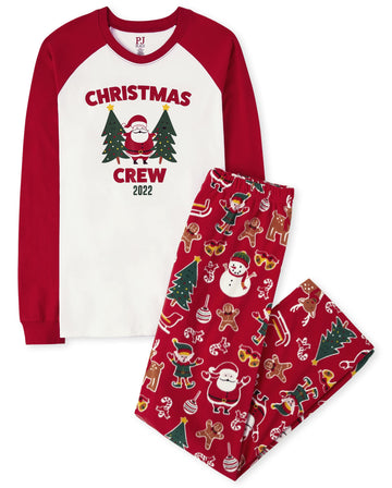 The Children'S Place 2 Piece Family Matching Christmas Holiday Fleece Pajamas Sets, Adult, Big Kid, Toddler, Baby, Xmass Crew, L