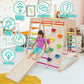 Edostory 7 In 1 Pikler Indoor Playground Jungle Gym Playset, Wooden Montessori Climber With Slide, Rock Climb Wall, Monkey Bars,