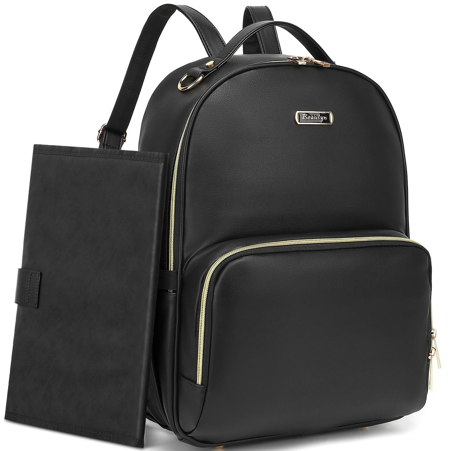 Leather Diaper Bag Backpack - Large Capacity Baby Essentials Travel Baby Bag With Changing Pad, Multi Function Waterproof Baby B