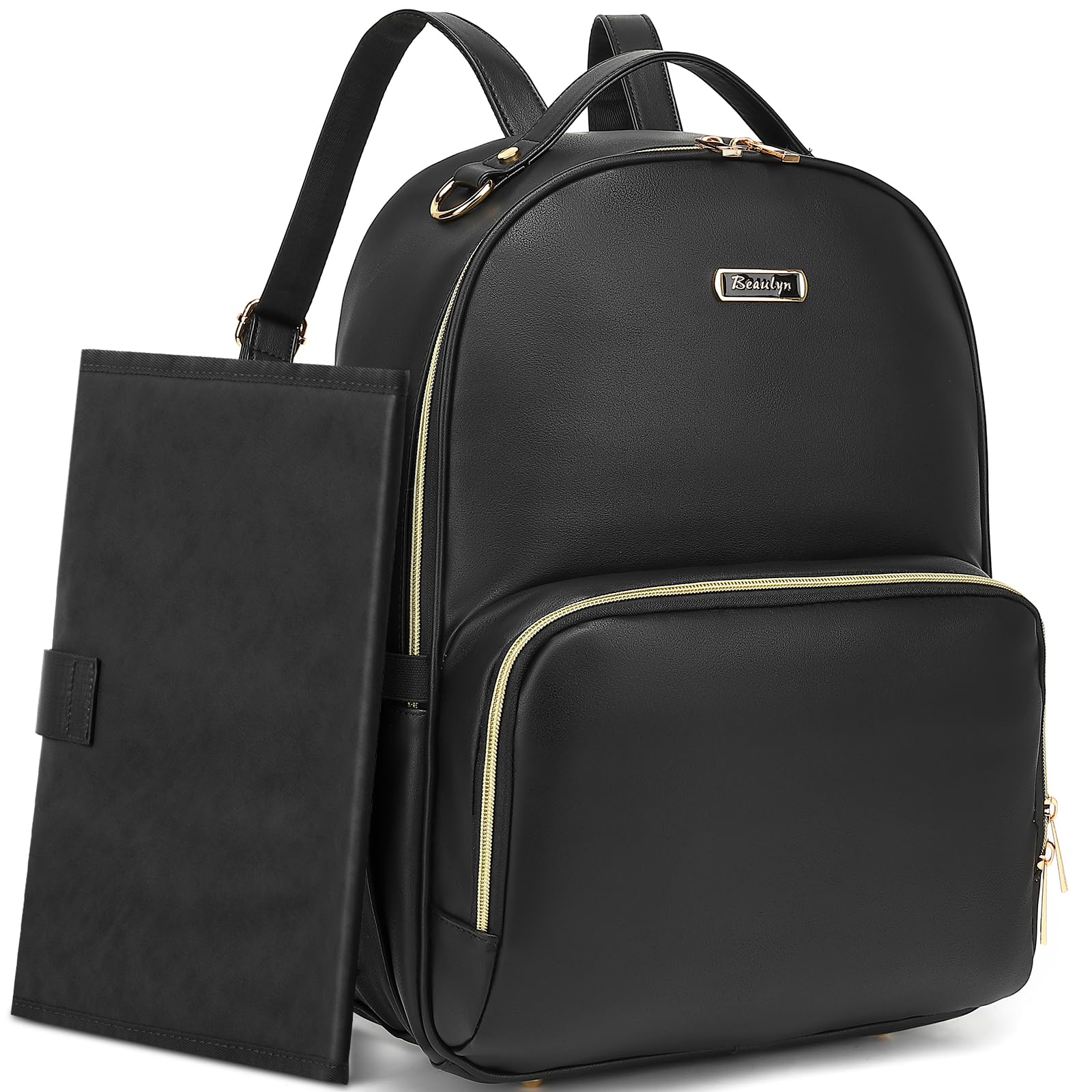 Leather Diaper Bag Backpack - Large Capacity Baby Essentials Travel Baby Bag With Changing Pad, Multi Function Waterproof Baby B