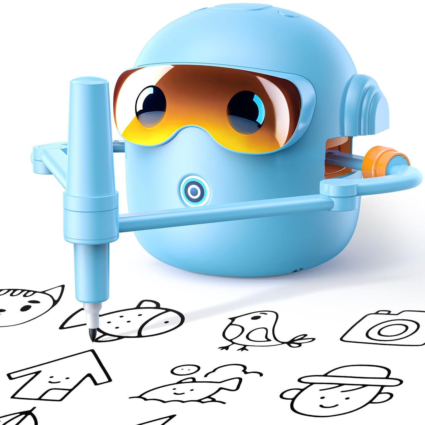 NAUQUOHZ Drawing Robot for Kids with 100 Cards, Montessori Painting Toys with Voice Interaction&16 Color Pens Educational Drawin