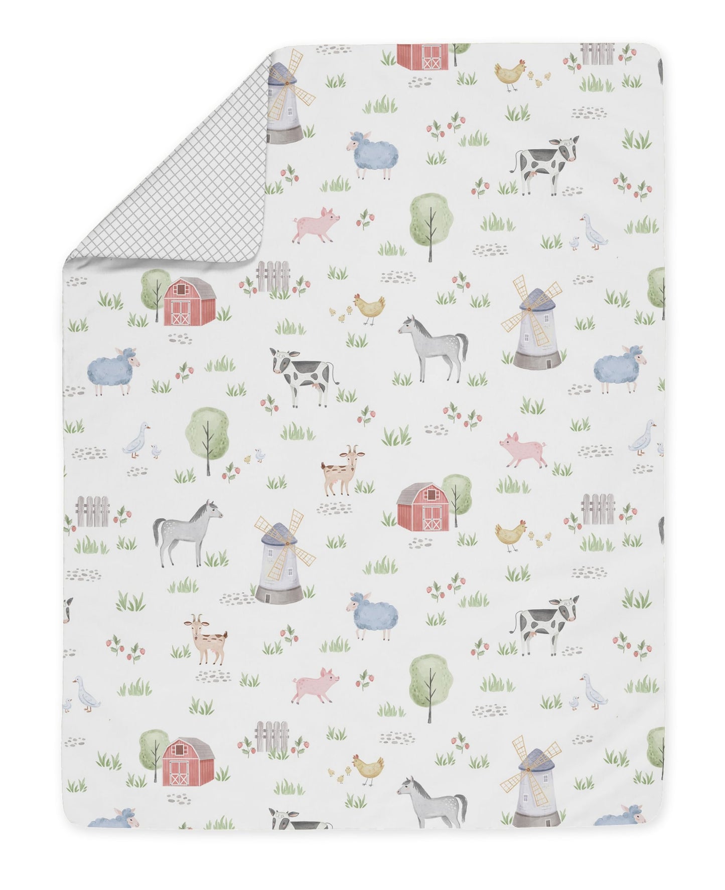 Sweet Jojo Designs Farm Animals Boy Girl Toddler Kid Childrens Comforter Bedding Set - 5 Pieces Comforter, Sham And Sheets - Wat
