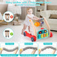 Pakoo Baby Play Mat Gym, 2 In 1 Baby Walker Tummy Time Activity Mat With 5 Infant Sensory Toys, Music And Lights Floor Play Mat