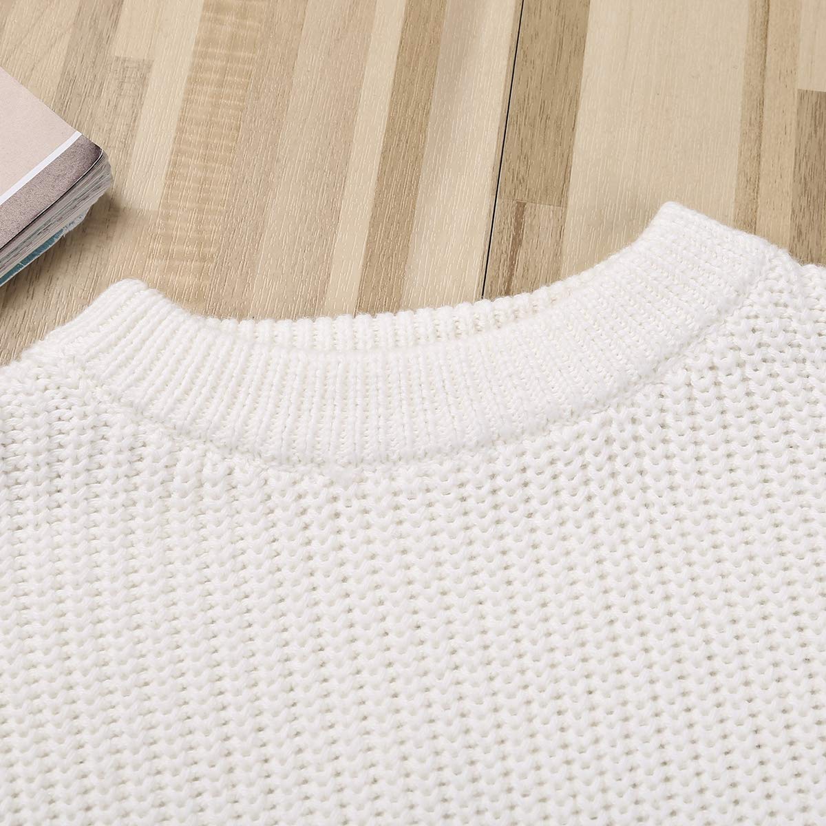Afunbaby Baby Girl Boy Knit Sweater Blouse Pullover Sweatshirt Warm Crewneck Long Sleeve Tops For Infant Toddler (4-5T,A-White)