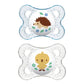 Mam Original Baby Pacifier, Nipple Shape Helps Promote Healthy Oral Development, Sterilizer Case, 2 Pack 0-6 Months, Clear/Boy