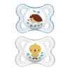 Mam Original Baby Pacifier, Nipple Shape Helps Promote Healthy Oral Development, Sterilizer Case, 2 Pack 0-6 Months, Clear/Boy