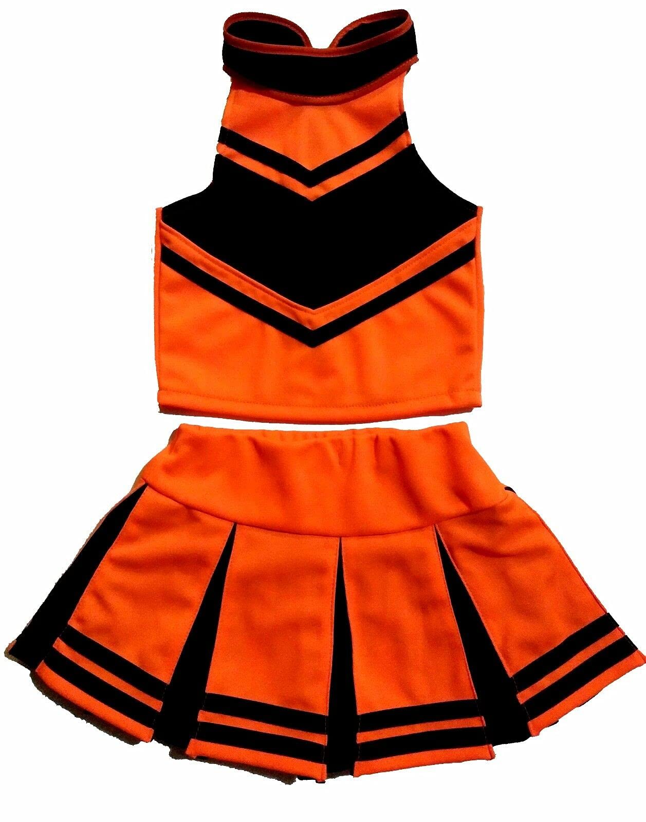 Total 2550 Little Girls' Cheerleader Cheerleading Outfit Uniform Costume Cosplay Halloween Bright Orange/Black (Xxl / 13-16)