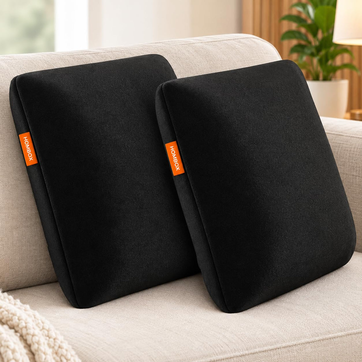 HOMBOX Memory Foam Cushion for Sofa, 14x14 Inch I Car Cushion for Seating Comfort I Chair Cushion for Back Support I Square Cush