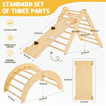 Beright 5 In1 Pikler Triangle Gym, Foldable Climbing Triangle Ladder Toys With Ramp, Indoor Climbing Toys For Kids, Play Gym, Ar