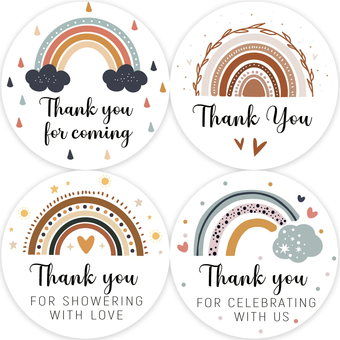 80 Baby Shower Thank You Stickers, Rainbow Birthday Party Favor Labels, Rainbow Themed Bridal Shower Wedding Favor Decorations