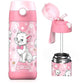 Jarlson Kids Water Bottle With Straw - Charli - Insulated Stainless Steel Water Bottle - Thermos - Girlsboys (Cat Star, 12 Oz)