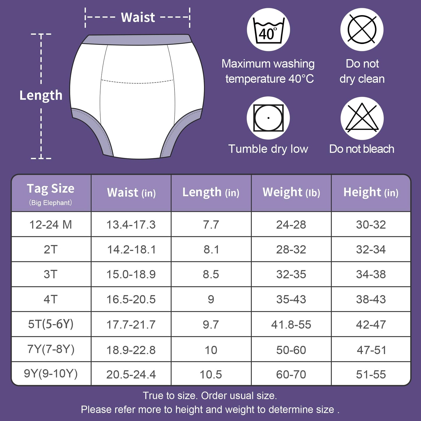 Big Elephant Potty Training Underwear, 100% Cotton Absorbent Unisex Toddler Pee Pants For Boys & Girls, 7-8Y
