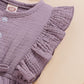 Younger Tree Toddler Baby Girl Ruffled Sleeveless Romper Casual Summer Jumpsuit Cotton Linen Clothes (Button-Purple, 12-18 Month