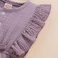 Younger Tree Toddler Baby Girl Ruffled Sleeveless Romper Casual Summer Jumpsuit Cotton Linen Clothes (Button-Purple, 6-12 Months