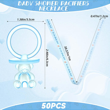Beeveer 50 Pcs Green Leaf Baby Pacifiers Baby Shower Acrylic Pacifiers Necklace Boy Pacifier Bulk Nipples For Shower Game Ribbon