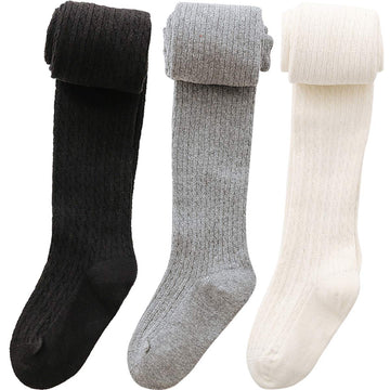 Vanberfia Baby Girls Tights Cable Knit Leggings Stockings 3 Pack Pantyhose Infants Toddlers 2-10T(4-6T,Cll10207