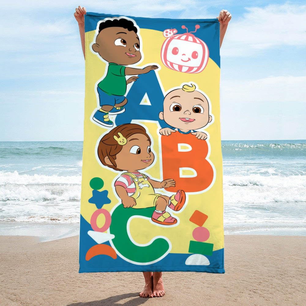 Jay Franco Cocomelon Bath Pool Beach Towel - Kids Super Soft & Absorbent 100% Cotton Towel With Jj, Cody And Nina, Measures 28 X