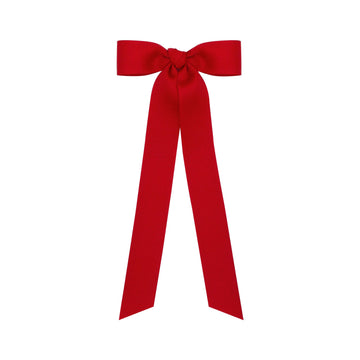 Wee Ones Girls' Mini Grosgrain Bowtie with Knot Wrap and Stream Tails, 8 Streamer, Red
