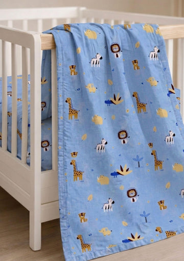 Florida Baby Cotton Dohar Blanket for Newborn & Toddler | Reversible Crib Top Sheet (110x140 cm) | Soft Breathable Lightweight B