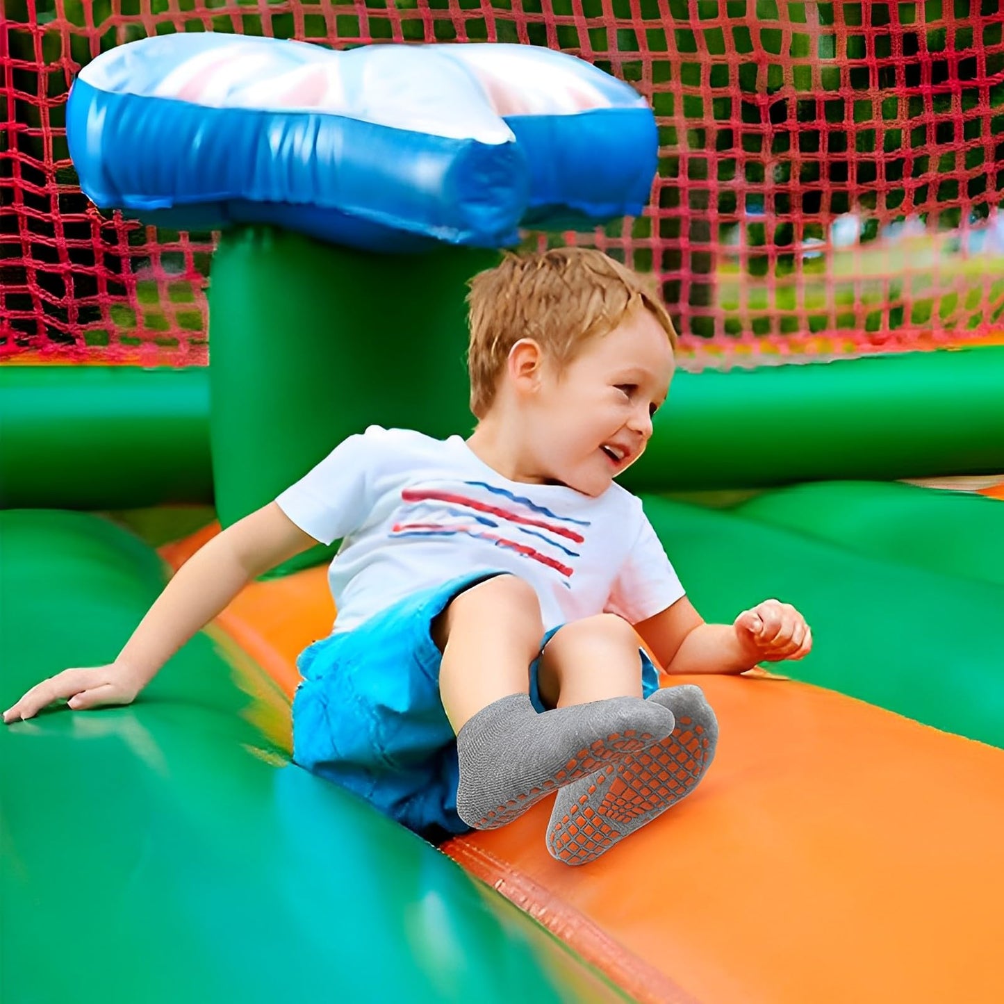 Hycles Boys Girls Non-Slip Toddler Socks Grip Ankle Sticky Socks Anti-Skid Socks For Kids 6 Pairs For 6-9 Years Kids