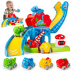 Toys for 1 Year Old Boy and Girl, Race Track for Toddlers 1-3 with 4 Dinosaurs Car Toys for Baby 12-18 Months, First Birthday Gi