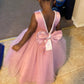 Baby Flower Girl Party Wedding Princess Dress,Sleeveless Floor Length Tutu Tulle Dance Birthday Gown 3T