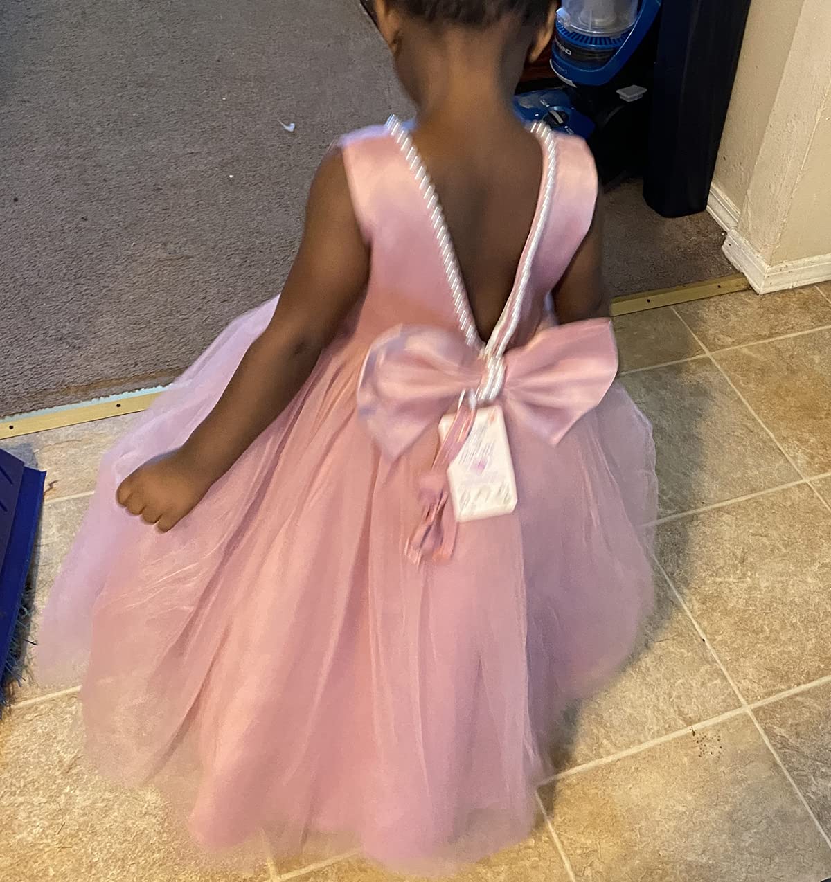 Jup Elle Baby Flower Girl Party Wedding Dress, Sleeveless Floor Length Tutu Tulle Dance Gown 6 Months