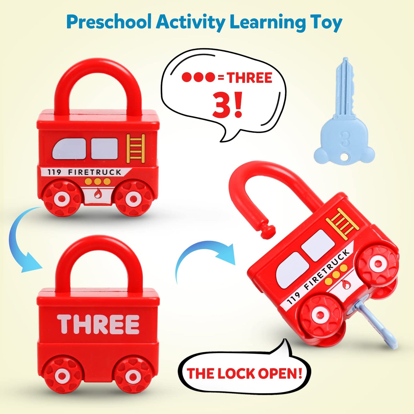 GKDOMS Montessori Learning Toys Sorting & Matching Locks and Keys Toddlers Sensory Car Activity Fine Motor Toy, Thank You Birthd