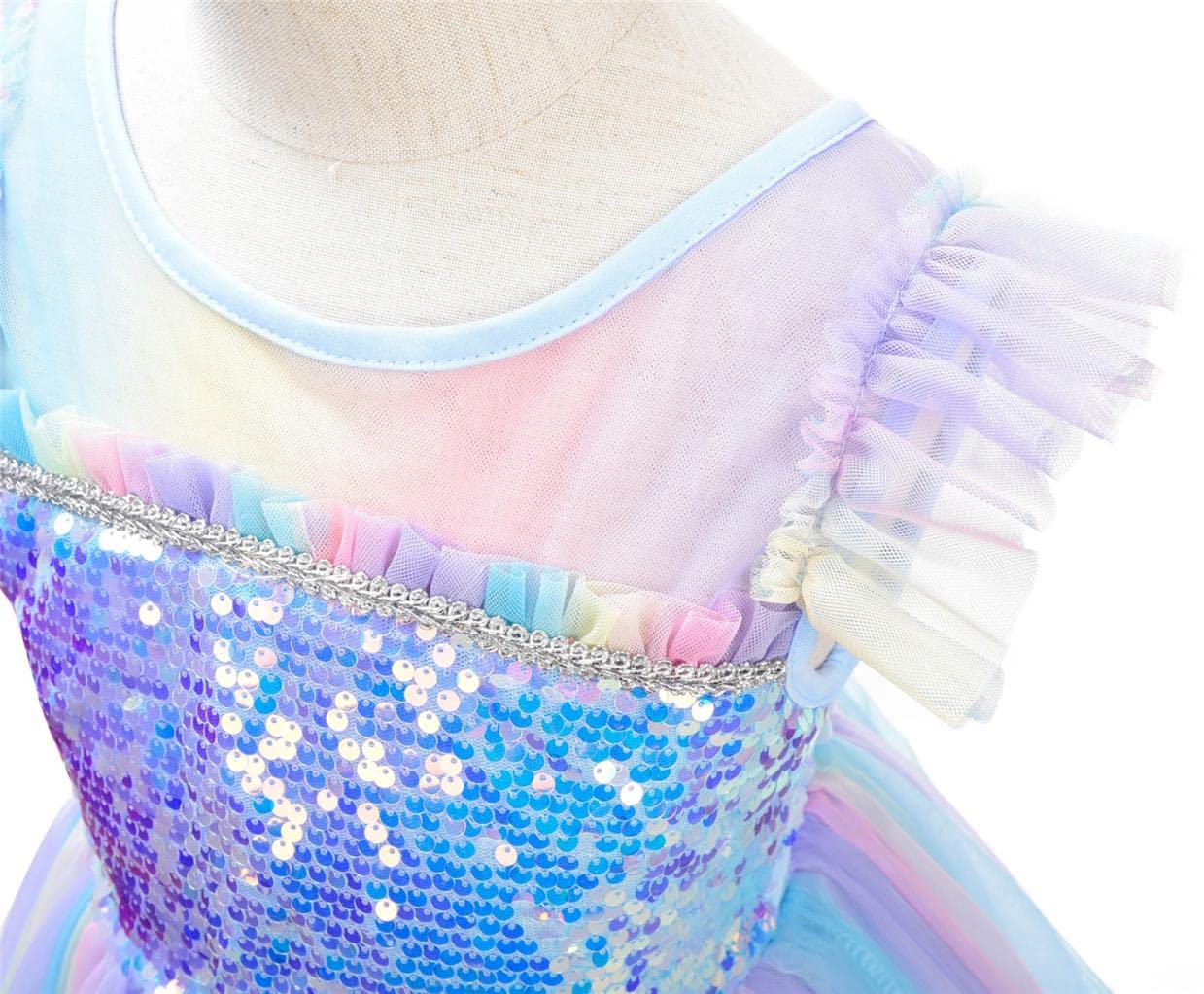 Dressy Daisy Unicorn Birthday Rainbow Tulle Dress Princess Costume Fancy Party Outfit For Toddler Girls Size 4T 5T