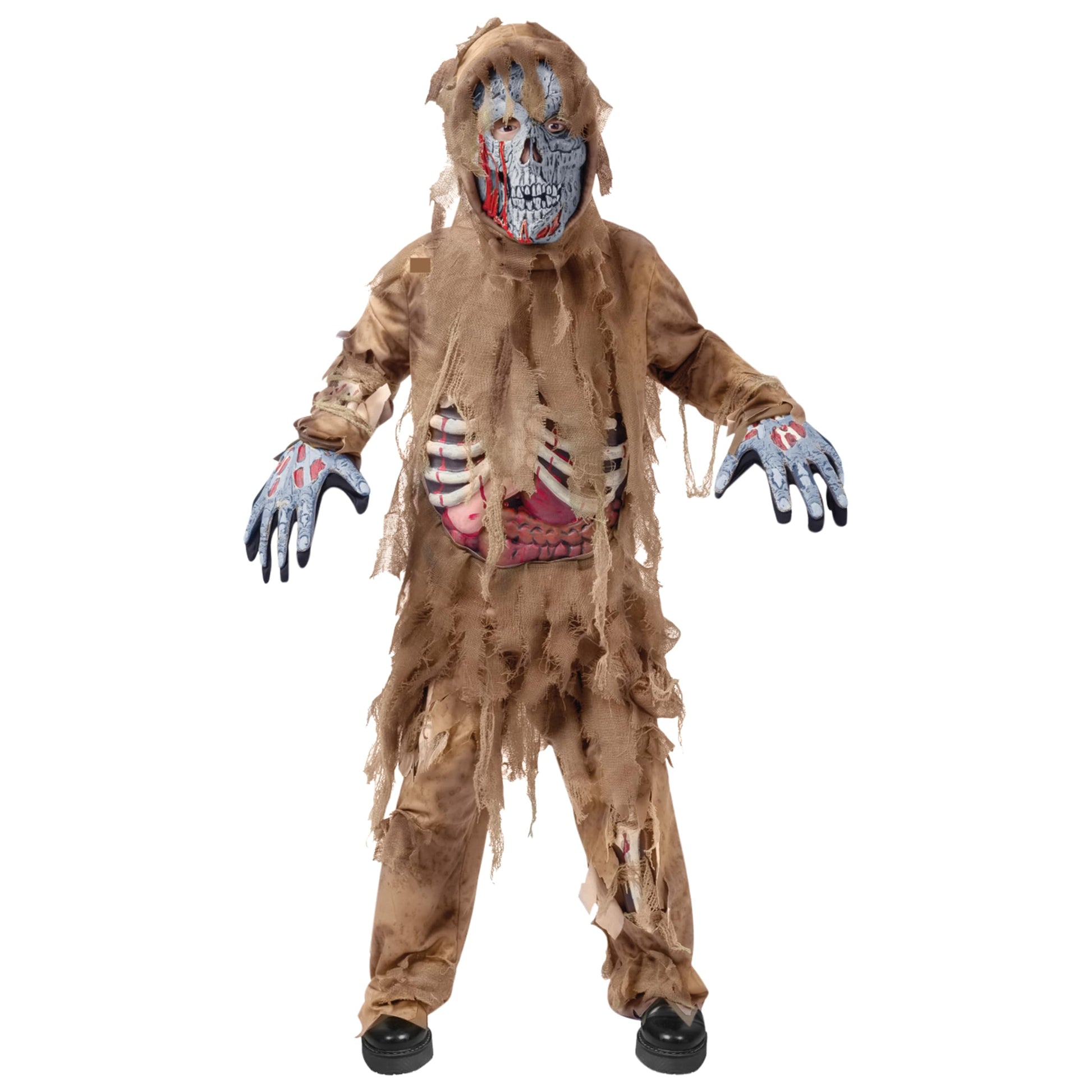 Spooktacular Creations Halloween Swamp Skeleton Living Dead Costume, Brown Zombie Costume For Halloween Kids Monster Role-Playin