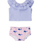 Rufflebutts Baby/Toddler Girls Cropped 2-Piece Sleeveless Tankini Swimsuits With Upf50+ Sun Protection - Pink Whale Friends, 4T