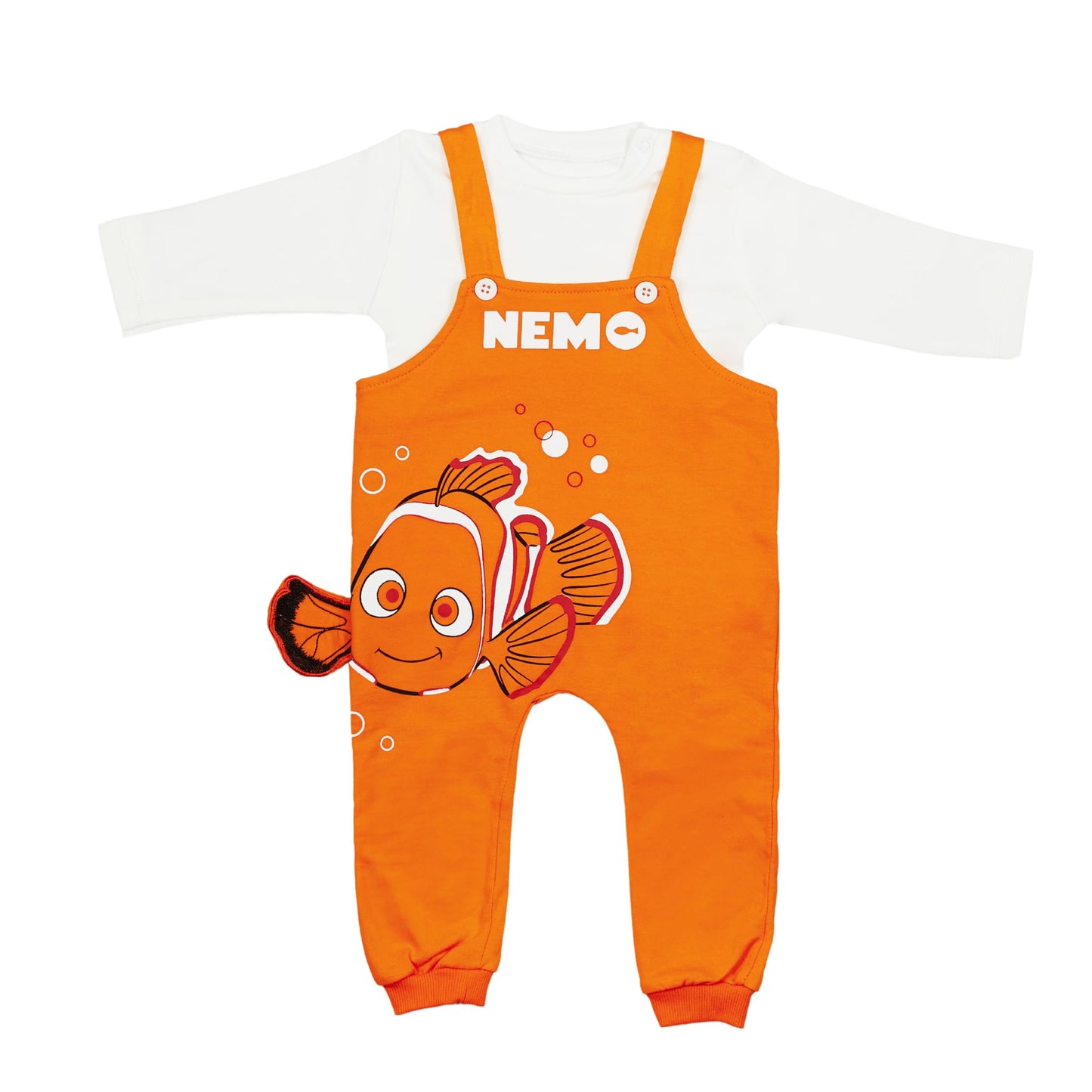 Finding Nemo Cotton Baby Overall Romper With Long Sleeve Tshirt For Newborn Infant Toddler - 2 Pieces - Boy Girl
