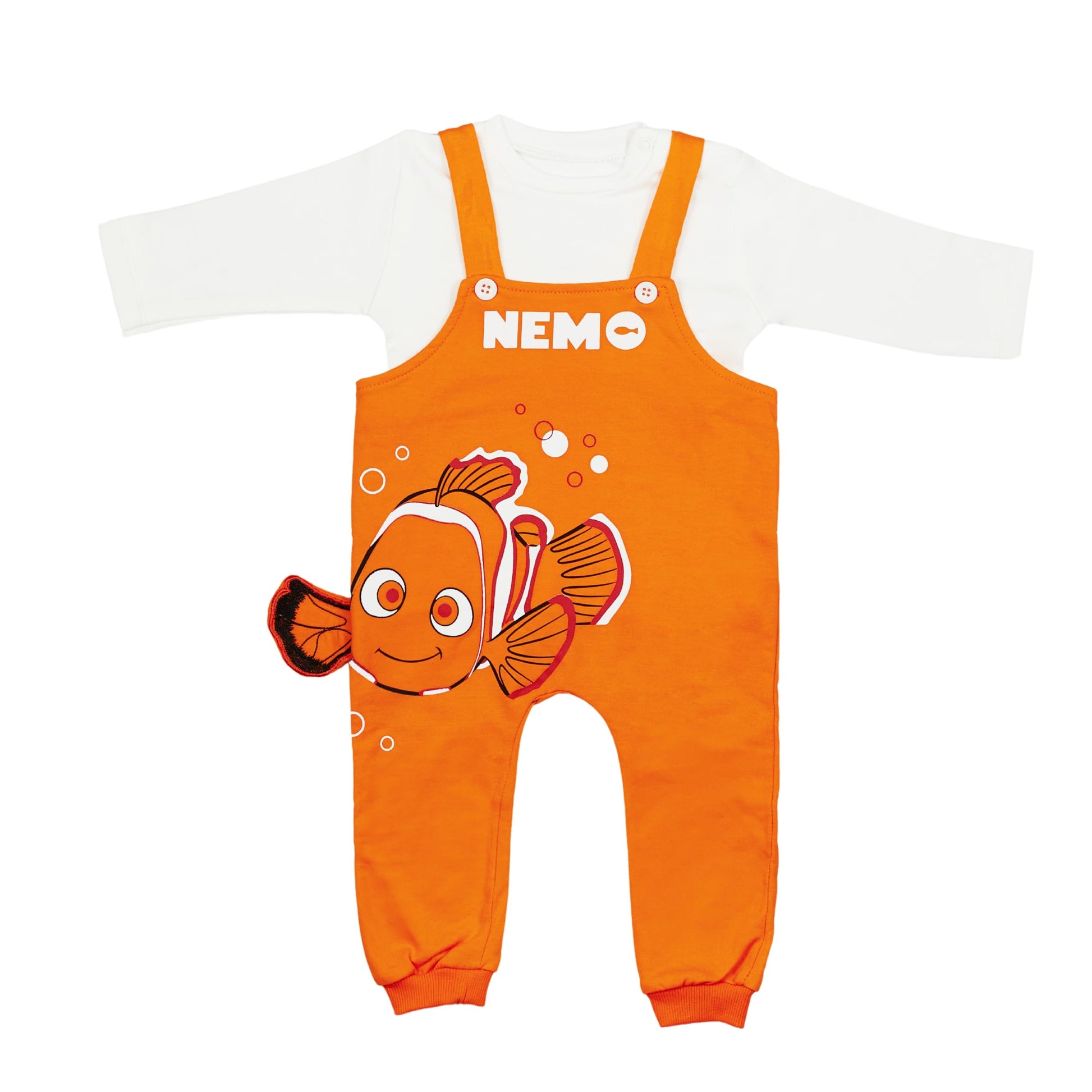 Finding Nemo Cotton Baby Overall Romper With Long Sleeve Tshirt For Newborn Infant Toddler - 2 Pieces - Boy Girl