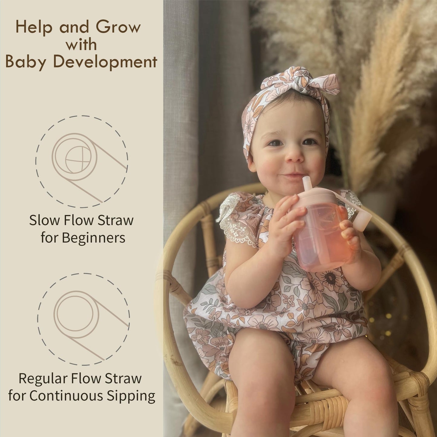 Moonkie Baby Straw Cup | Silicone Toddler Sippy Cup Training Cup With Straw Lid | Bpa-Free Drop-Proof Baby Cup | Baby Led Weanin