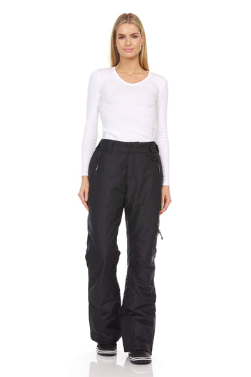 Arctic Quest Womenas Insulated Ski And Snow Pants, Water Resistant Trousers, Black, Medium