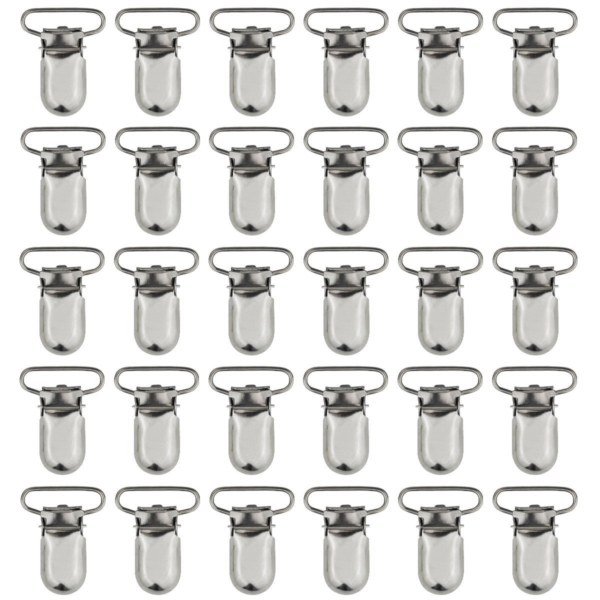 Marrywindix 25Pcs 1' Pacifier Suspender Clips, Pacifier Clips For Making Pacifier Holders Bib Clips Toy Holder Silver
